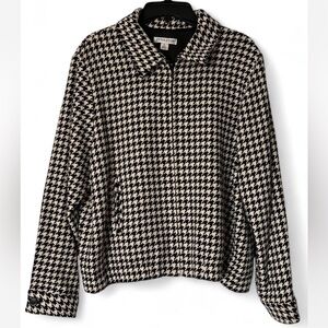 Pendleton Houndstooth Wool Y2k Era Full Zip Jacket Black & Cream Size XL